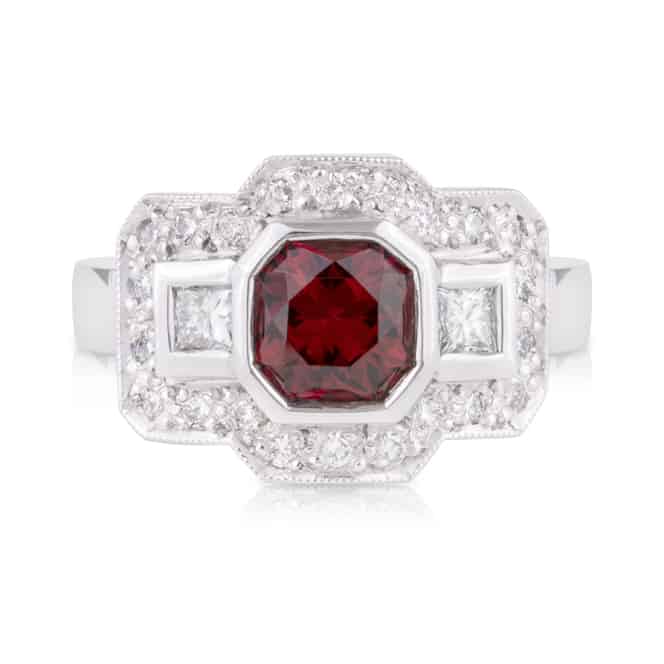 Red Spinel Diamond Engagement Ring