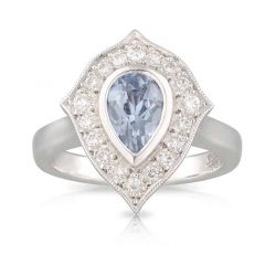 Tear Drop Blue Stone Diamond Ring