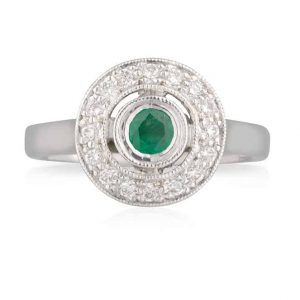 Round Emerald Round Bezel Ring