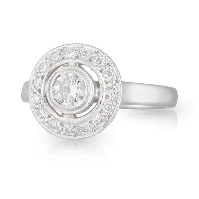 Round Diamond Bezel Halo Ring