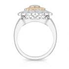 Double Halo Yellow Diamond Daisy Ring