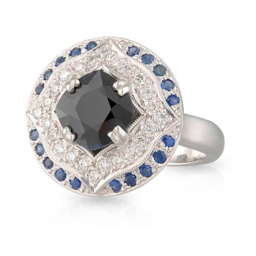 Australian Black Sapphire Gatsby Engagement Ring - Artisans Bespoke ...