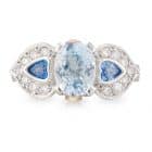 Aquamarine Blue Heart Ring