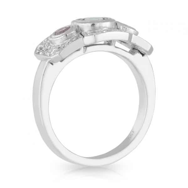 Grey Spinel Ceylon Pink Sapphire Diamond Ring