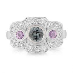 Grey Spinel Ceylon Pink Sapphire Diamond Ring