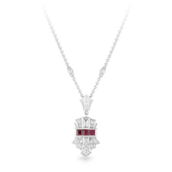 Ruby and Diamond Art Deco Necklace