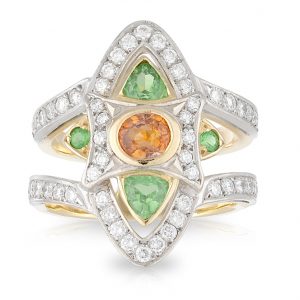 Tammy Orange Sapphire Tsavorite Garnet Ring