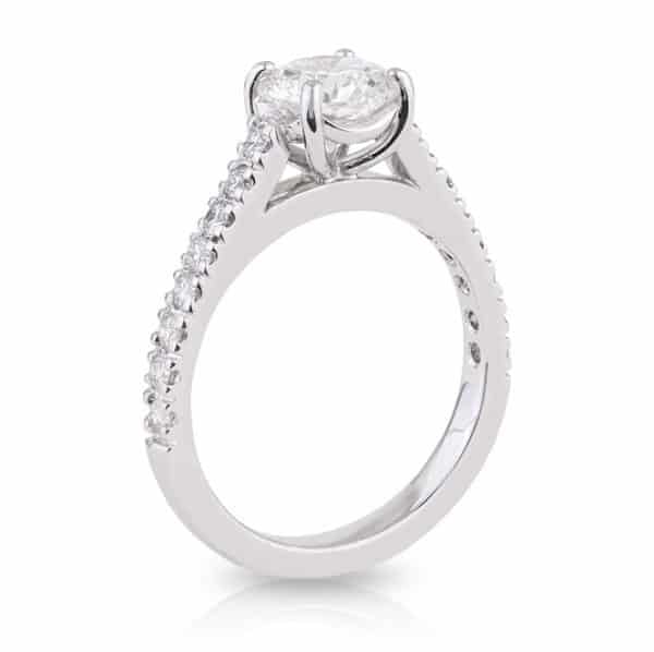 Diamond Round Brilliant 4 Claw Diamond Shoulder Engagement Ring