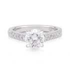 Diamond Round Brilliant 4 Claw Diamond Shoulder Engagement Ring