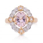 Oval Morganite and Art Deco Diamond Dress Ring