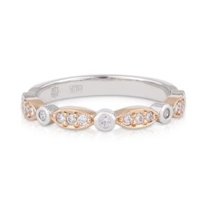 Ladies Rose and White Gold Diamond Art Deco Wedding Band