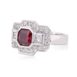 Red Spinel Diamond Engagement Ring