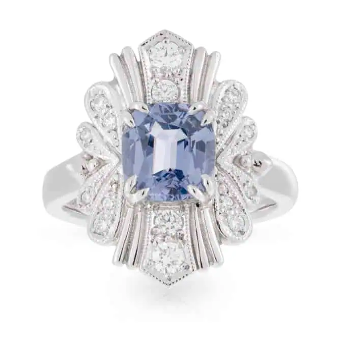 Cushion Blue Spinel Ring