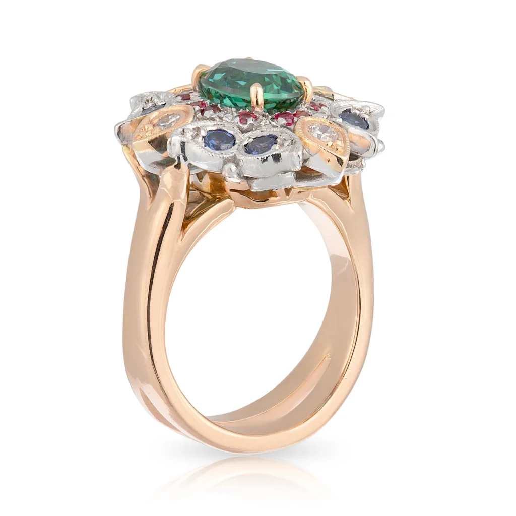 Fruit Salad Mint Tourmaline Wings Ring