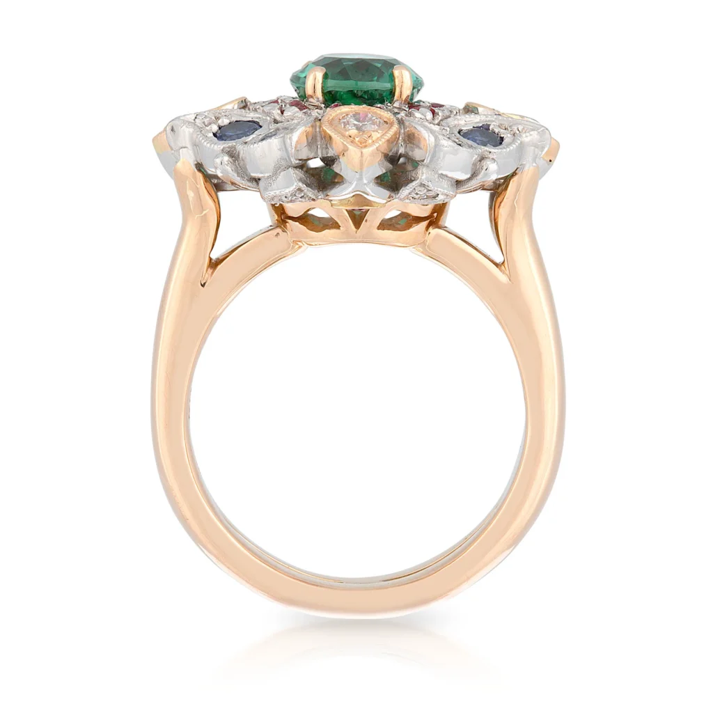 Fruit Salad Mint Tourmaline Wings Ring Sitting Up