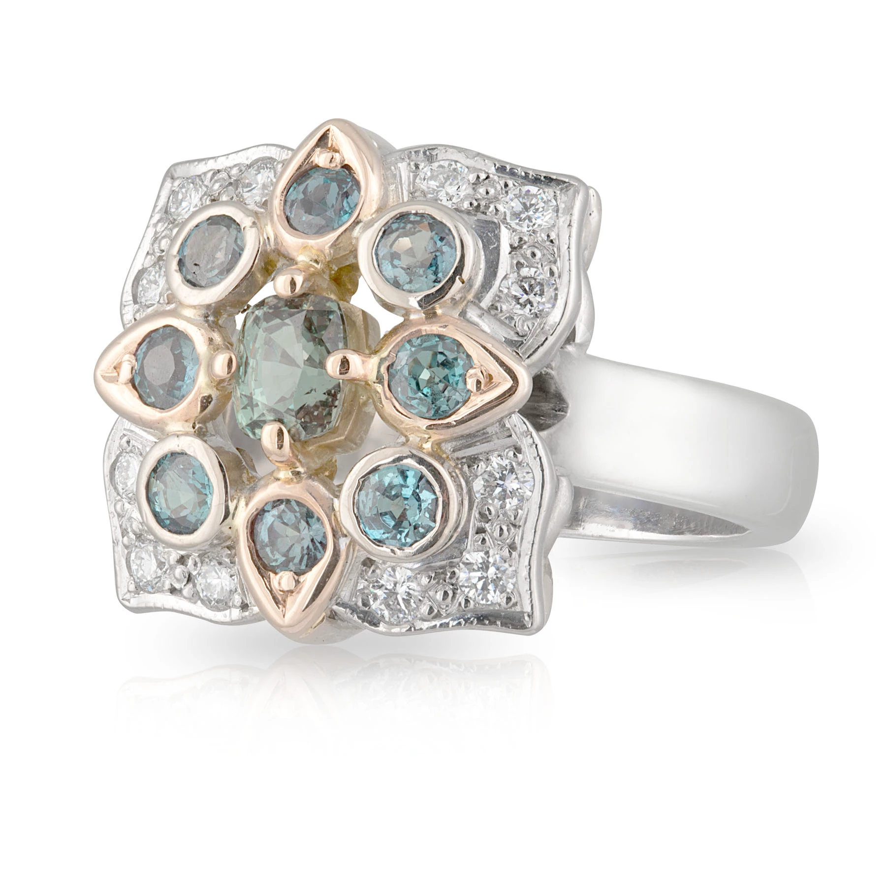 Alexandrite and Diamond Clover Ring