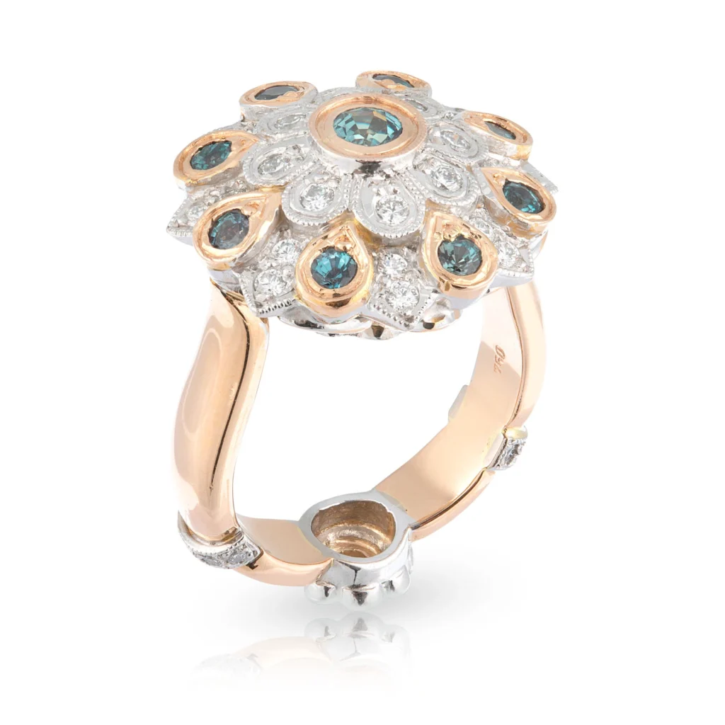 Alexandrite and Diamond Flower Ring