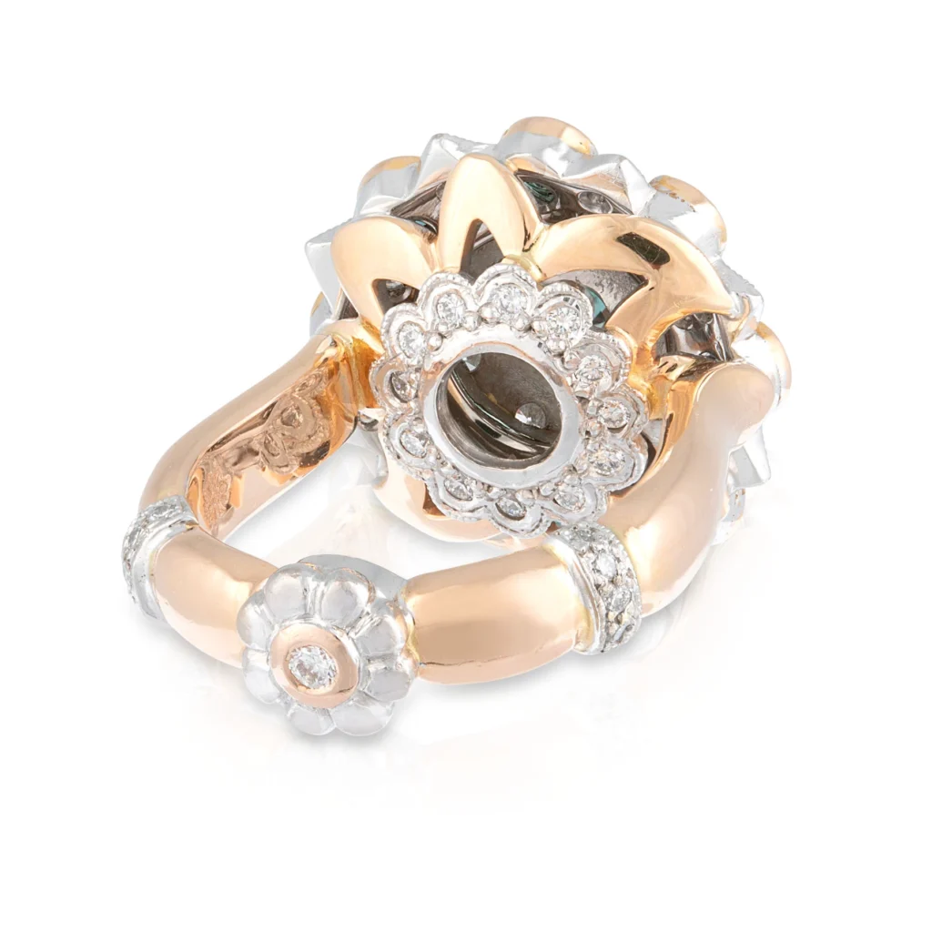 Alexandrite and Diamond Flower Ring Bottom
