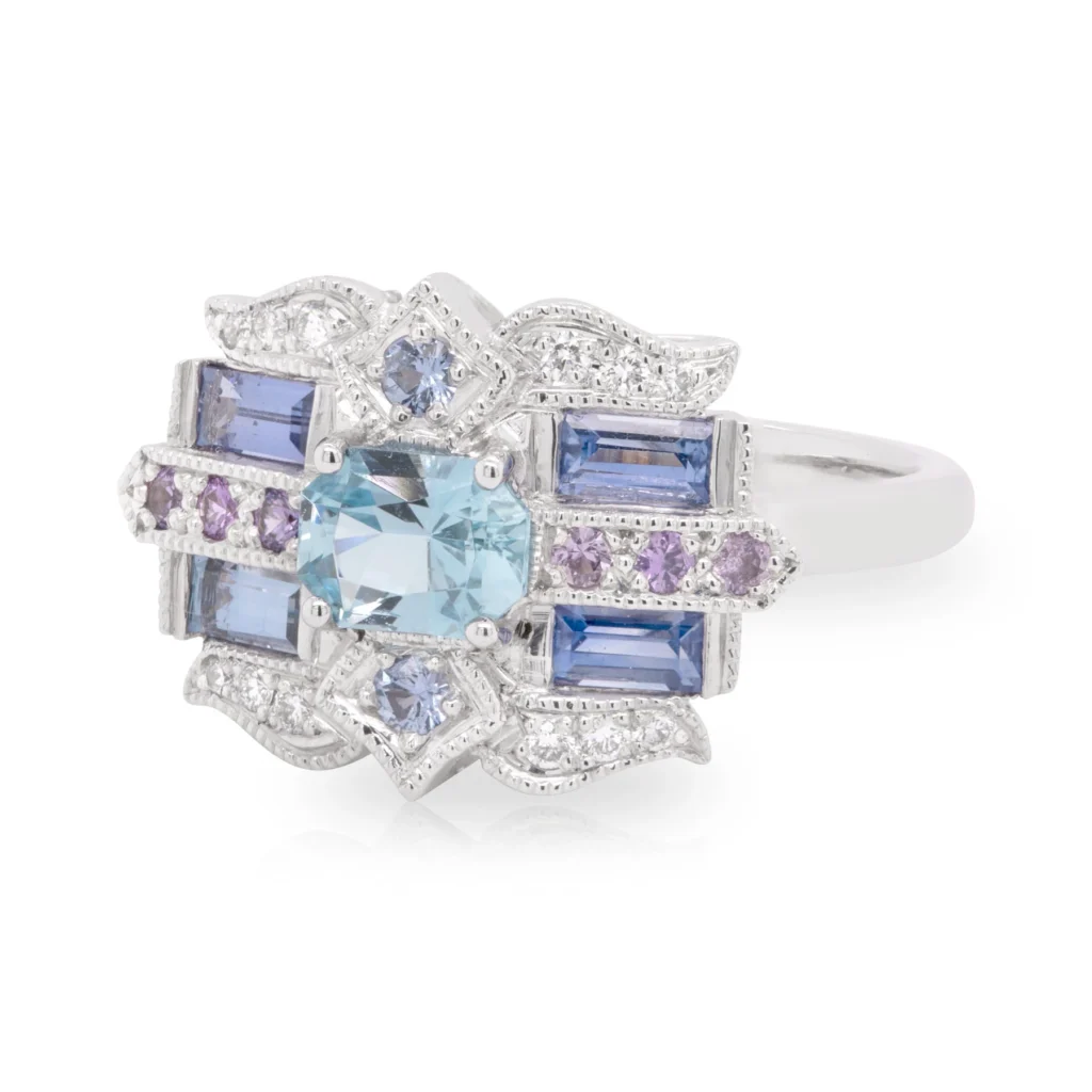 Aquamarine Sunset Ring Left