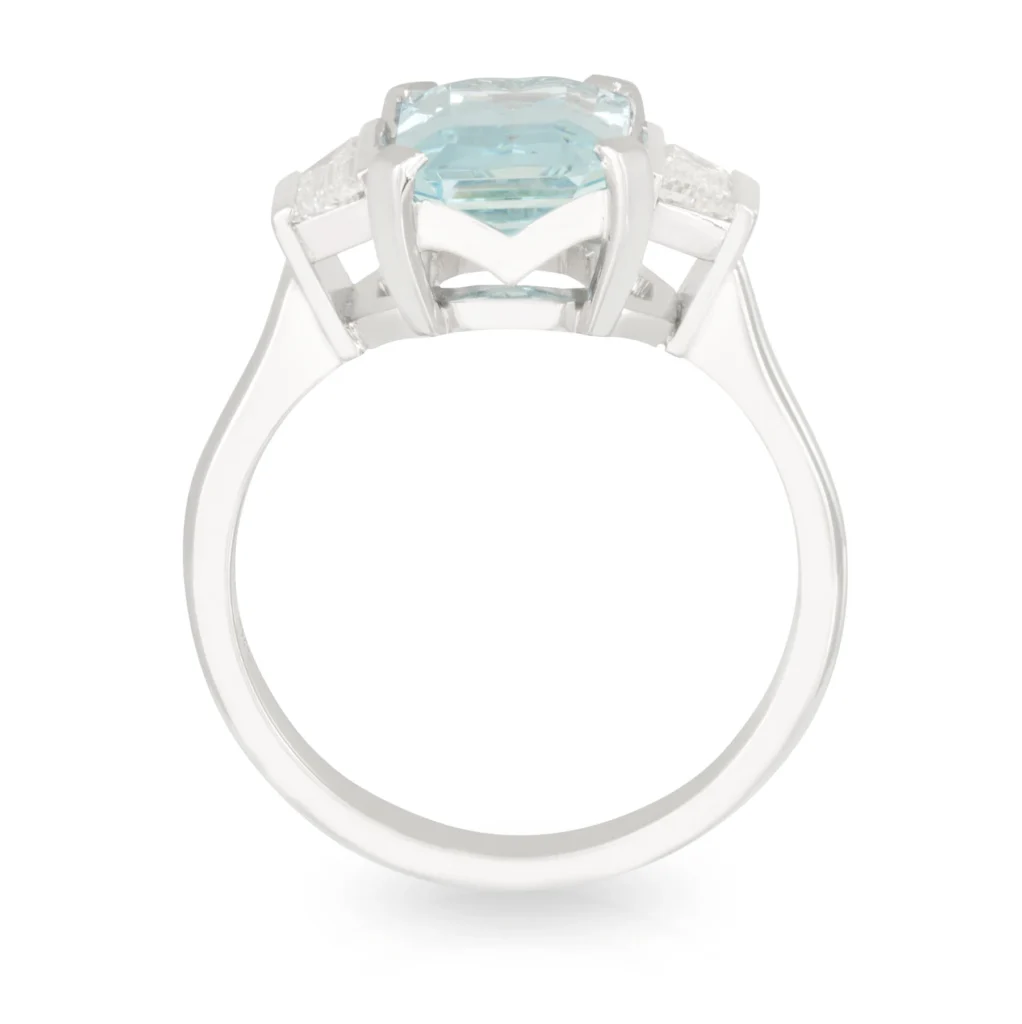 Aquamarine and Trapezoid Diamond Ring