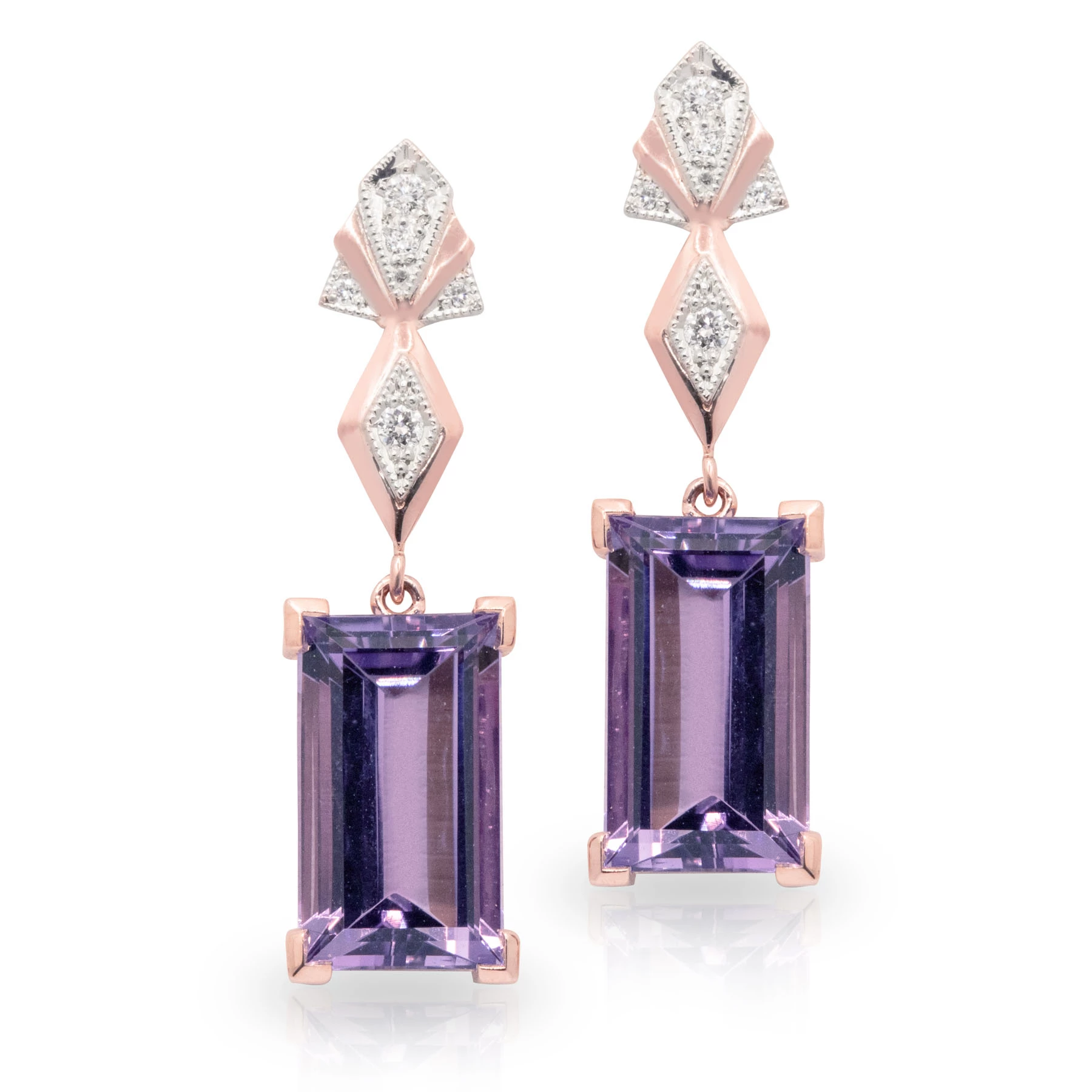 Art Deco Amethyst and Diamond Drops