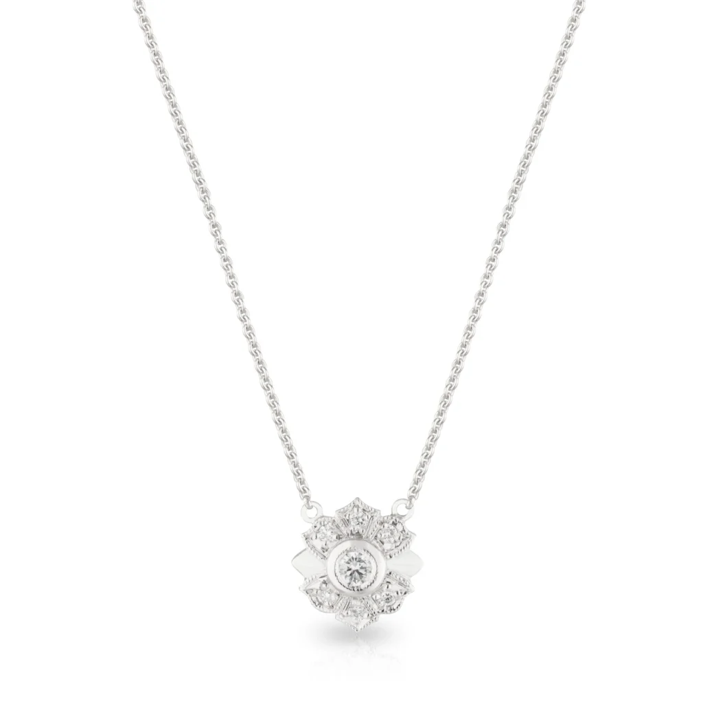Art Deco Diamond Flower Pendant
