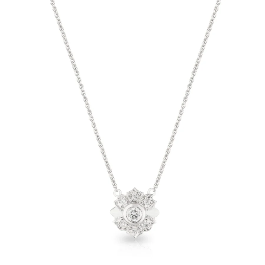 Art Deco Diamond Flower Pendant