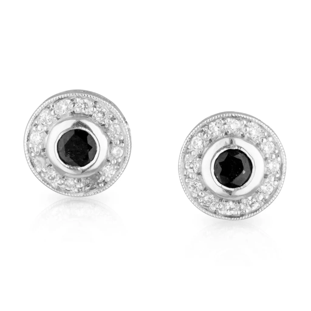Black Spinel and Diamond Studs