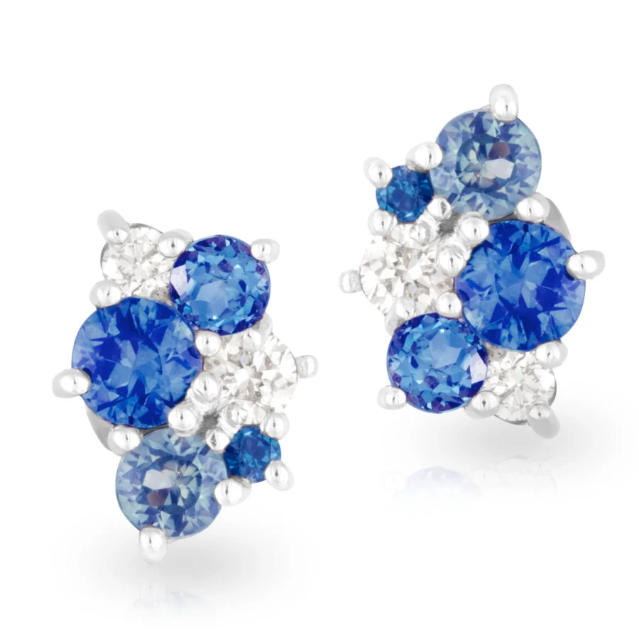 Bubble Blue and Diamond Studs