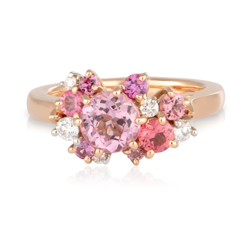 Bubble Pink Sapphire and Spinel Ring
