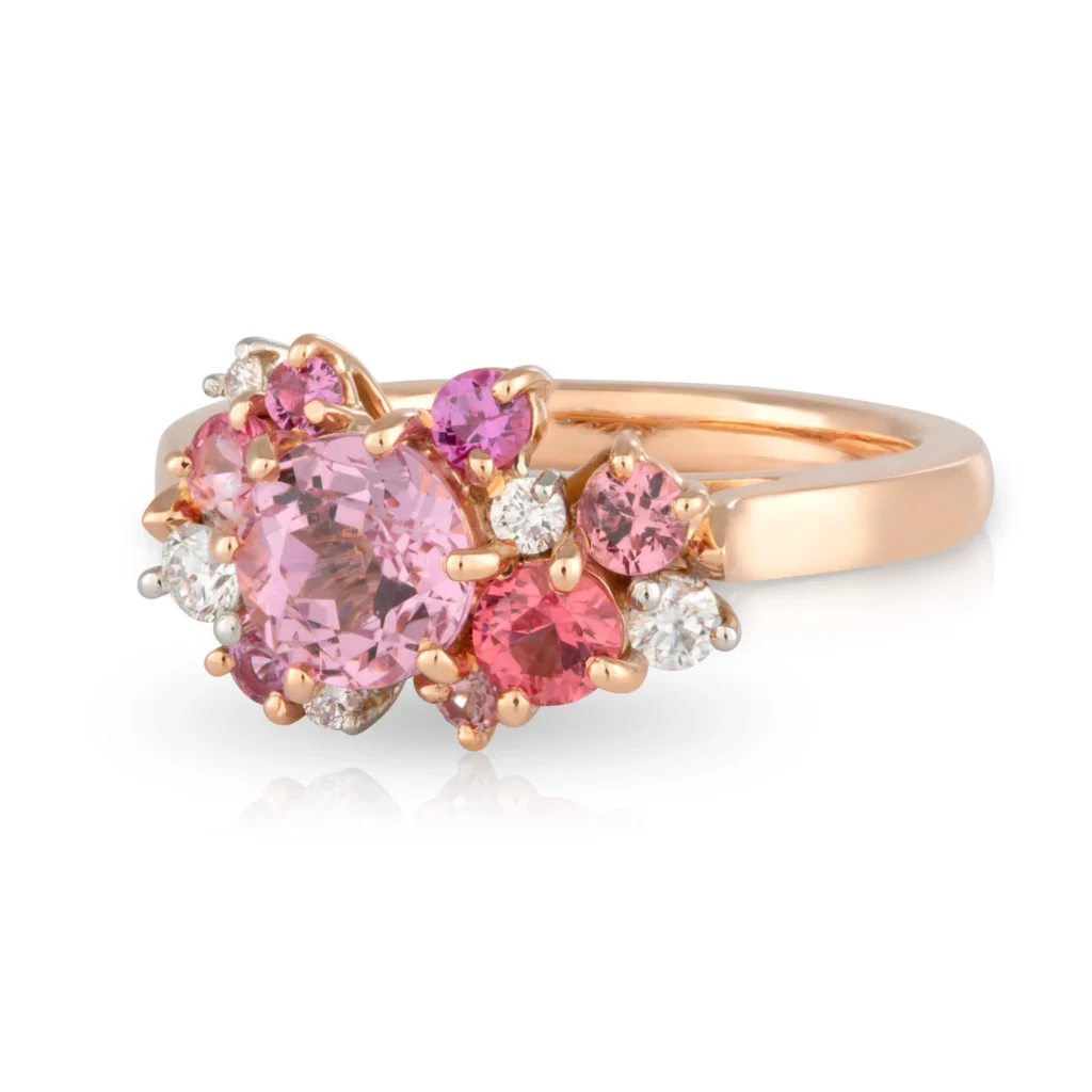 Bubble Pink Sapphire and Spinel Ring