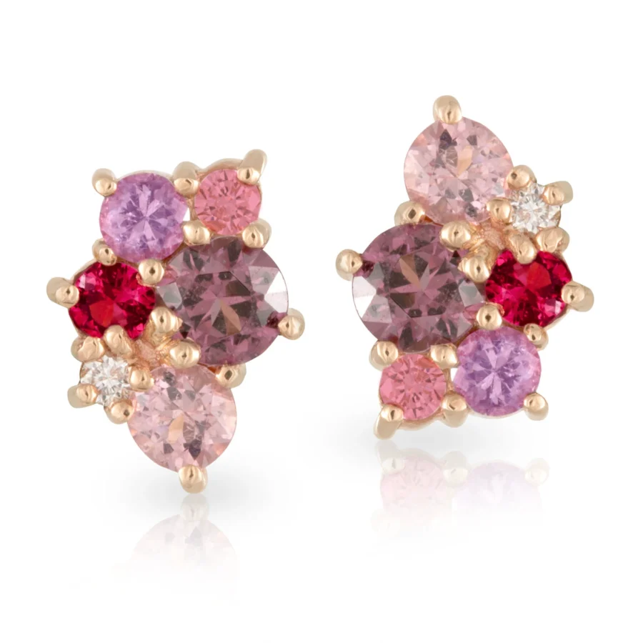 Bubble Pink Sapphire and Spinel Studs