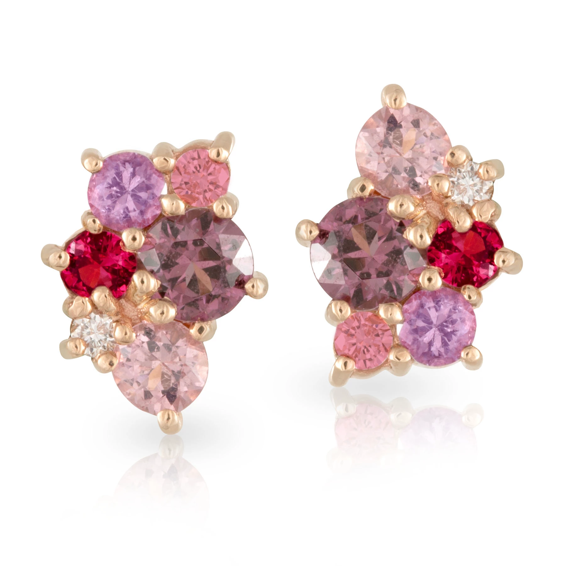 Bubble Pink Sapphire and Spinel Studs