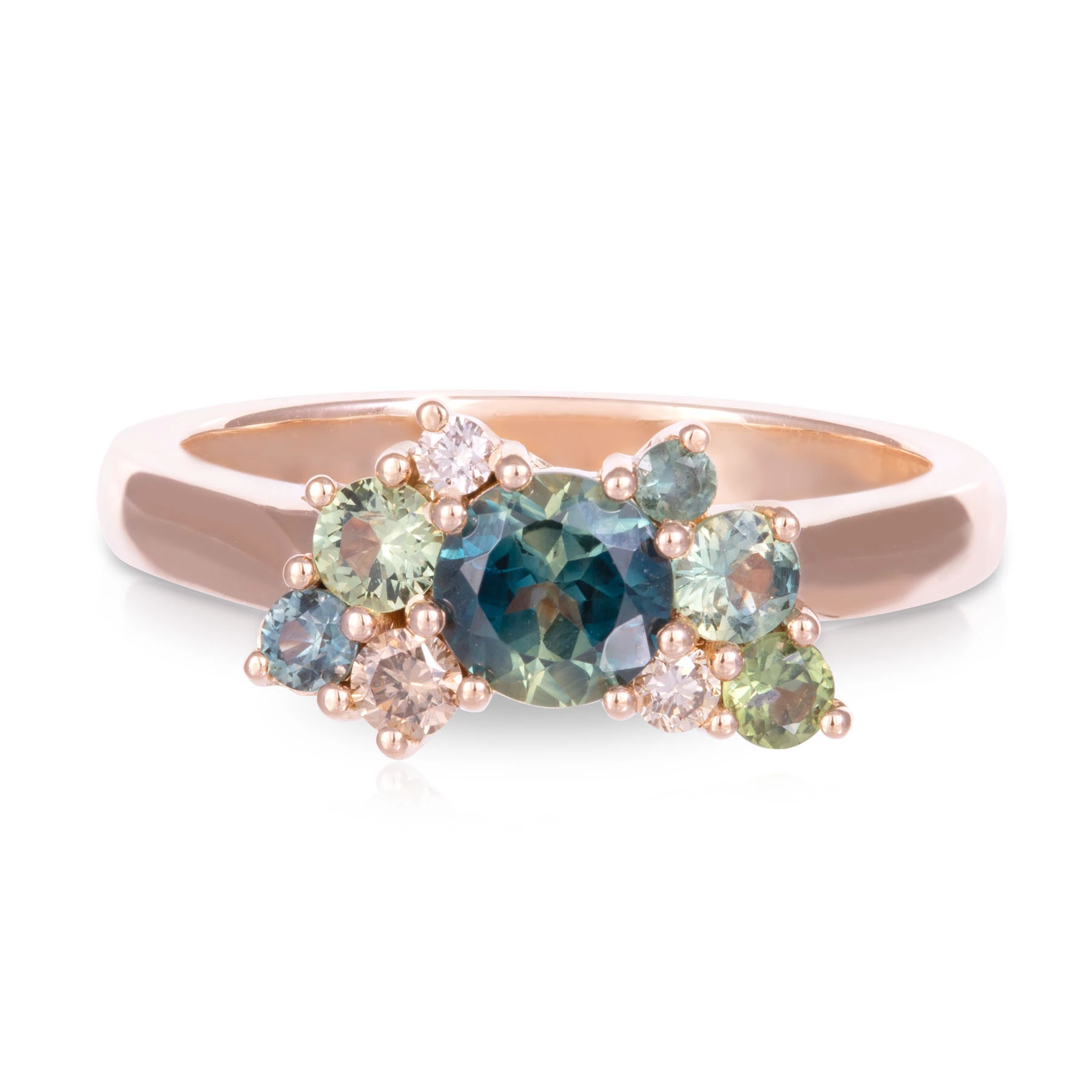 Bubble Sapphire and Diamond Ring