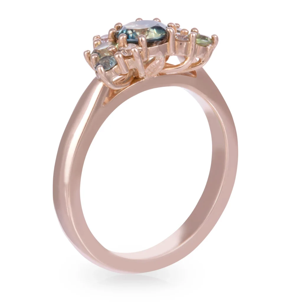 Bubble Sapphire and Diamond Ring