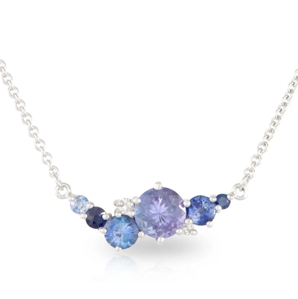 Bubble Tanzanite Sapphire and Diamond Pendant