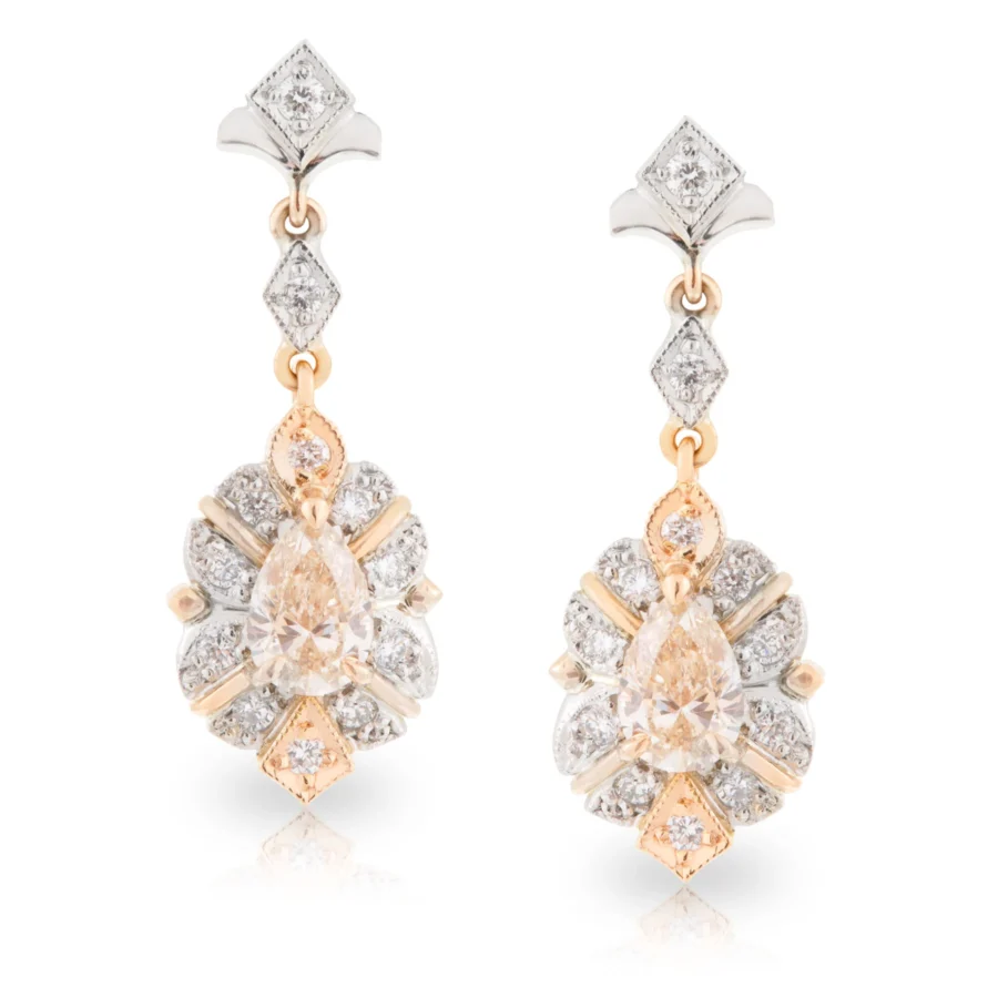 Cognac Diamond Art Deco Drops