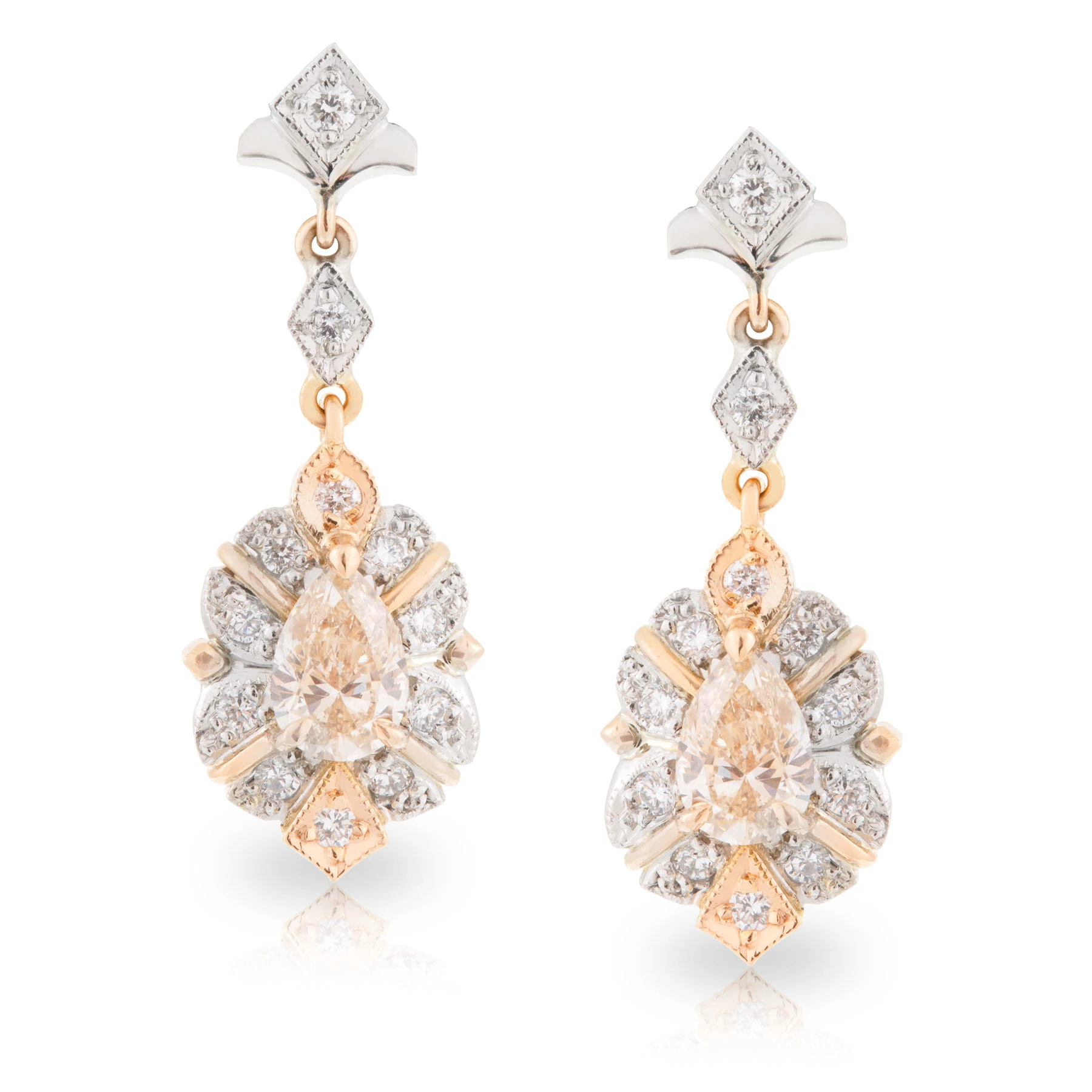 Cognac Diamond Art Deco Drops