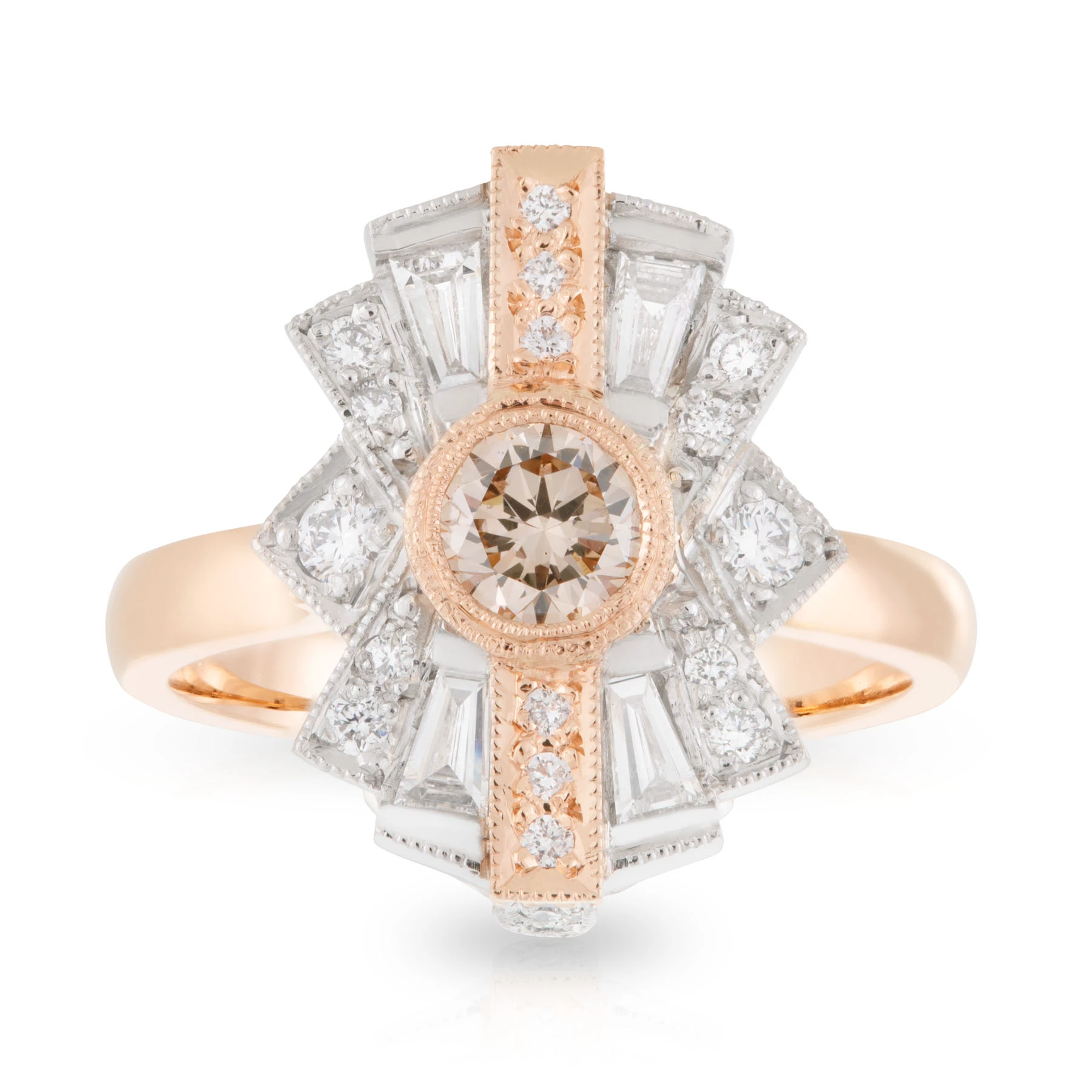 Cognac Diamond Sunrise Engagement Ring