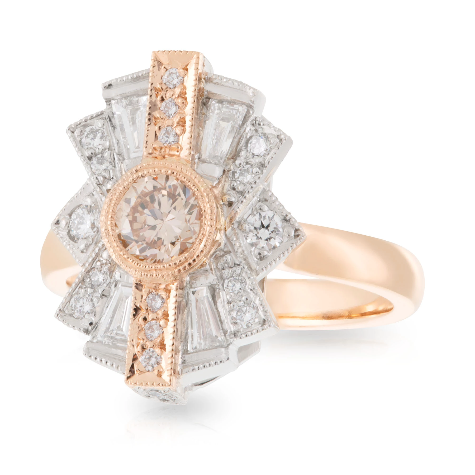 Cognac Diamond Sunrise Engagement Ring