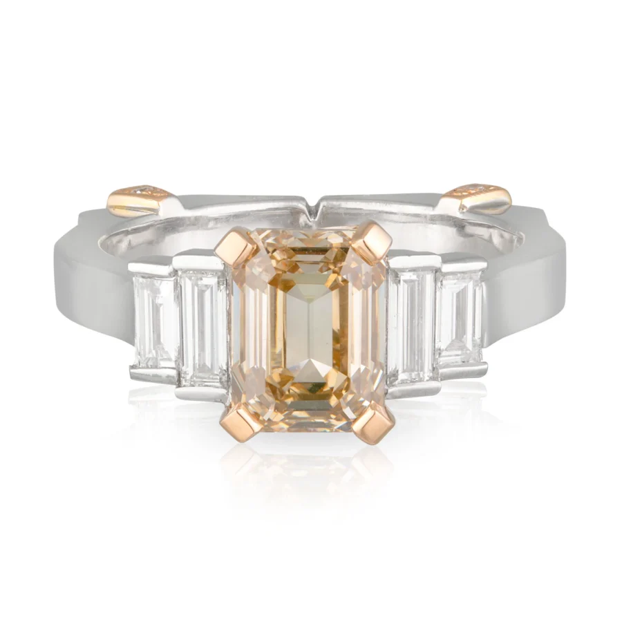 Cognac Diamond Trilogy Engagement Ring