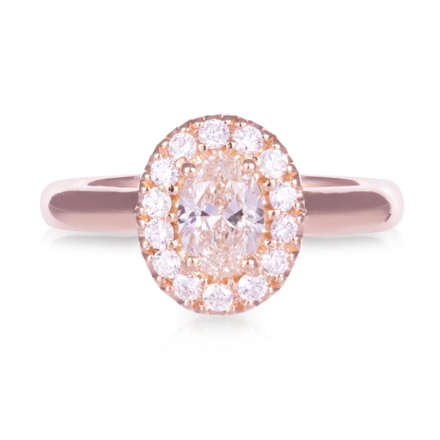 Cognac and Diamond Halo Engagement Ring