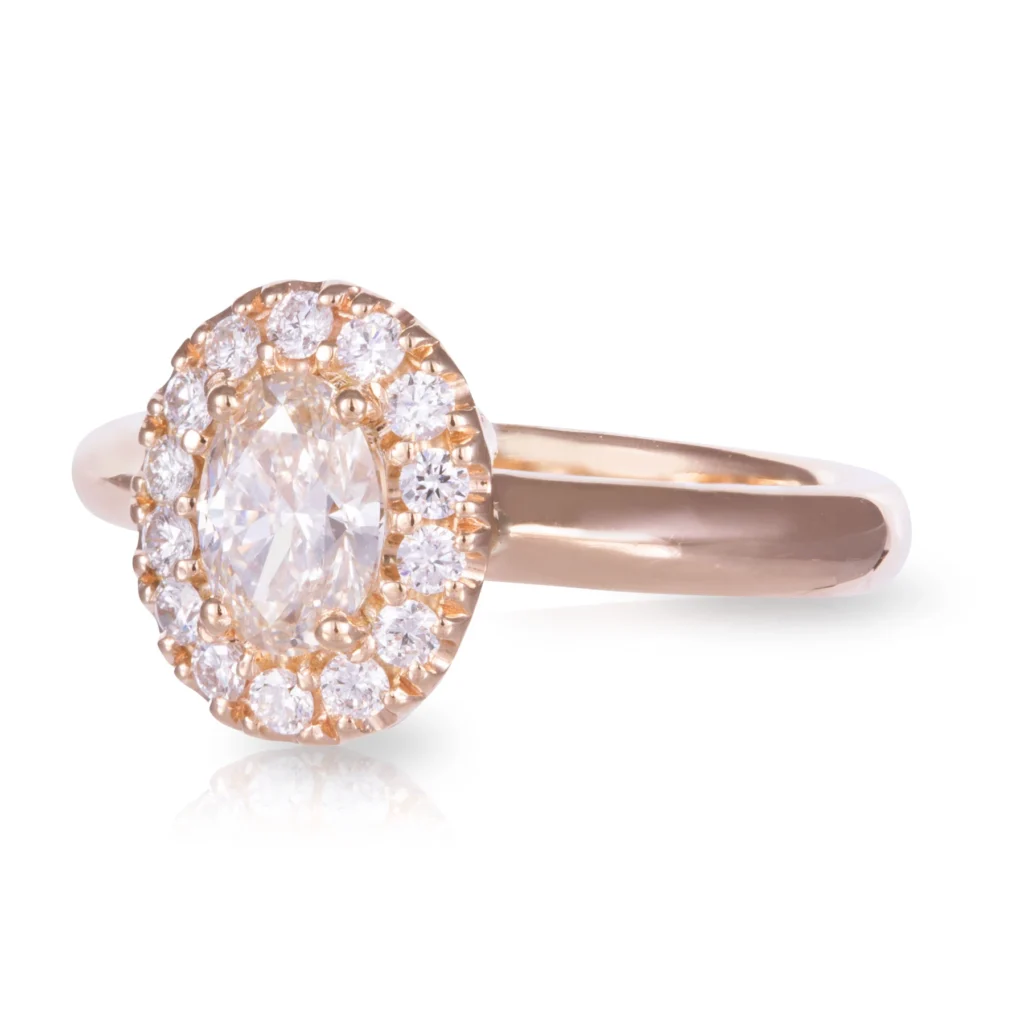 Cognac and Diamond Halo Engagement Ring