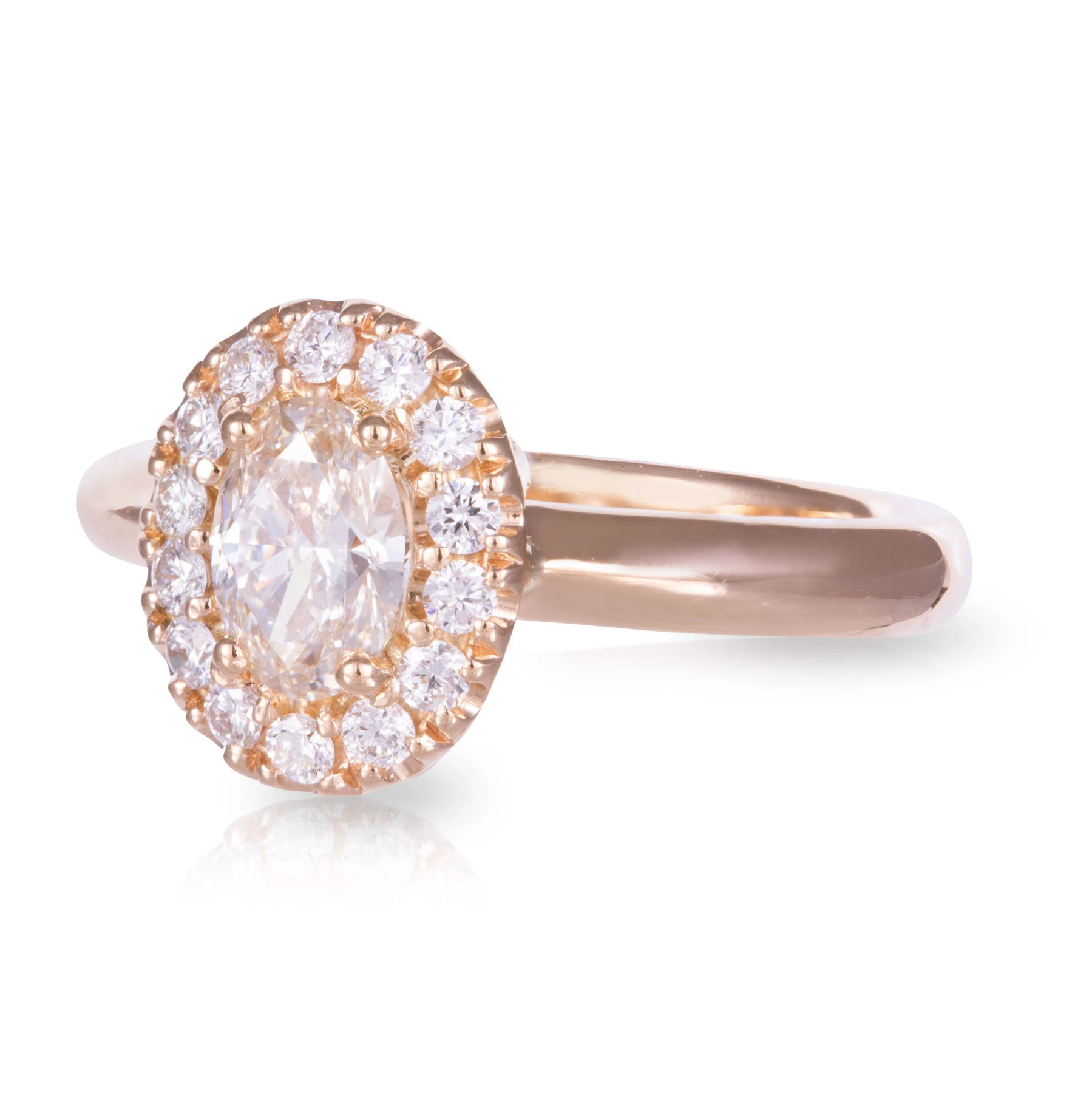 Cognac and Diamond Halo Engagement Ring