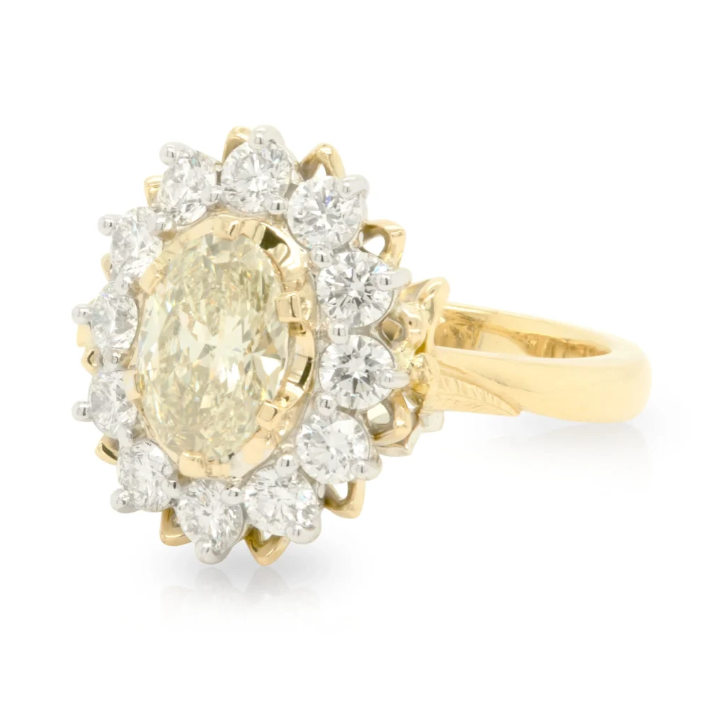 Coronation Diamond Halo Engagement Ring Side