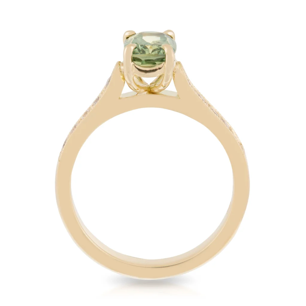 Cushion Sapphire Solitaire and Diamond Engagement Ring