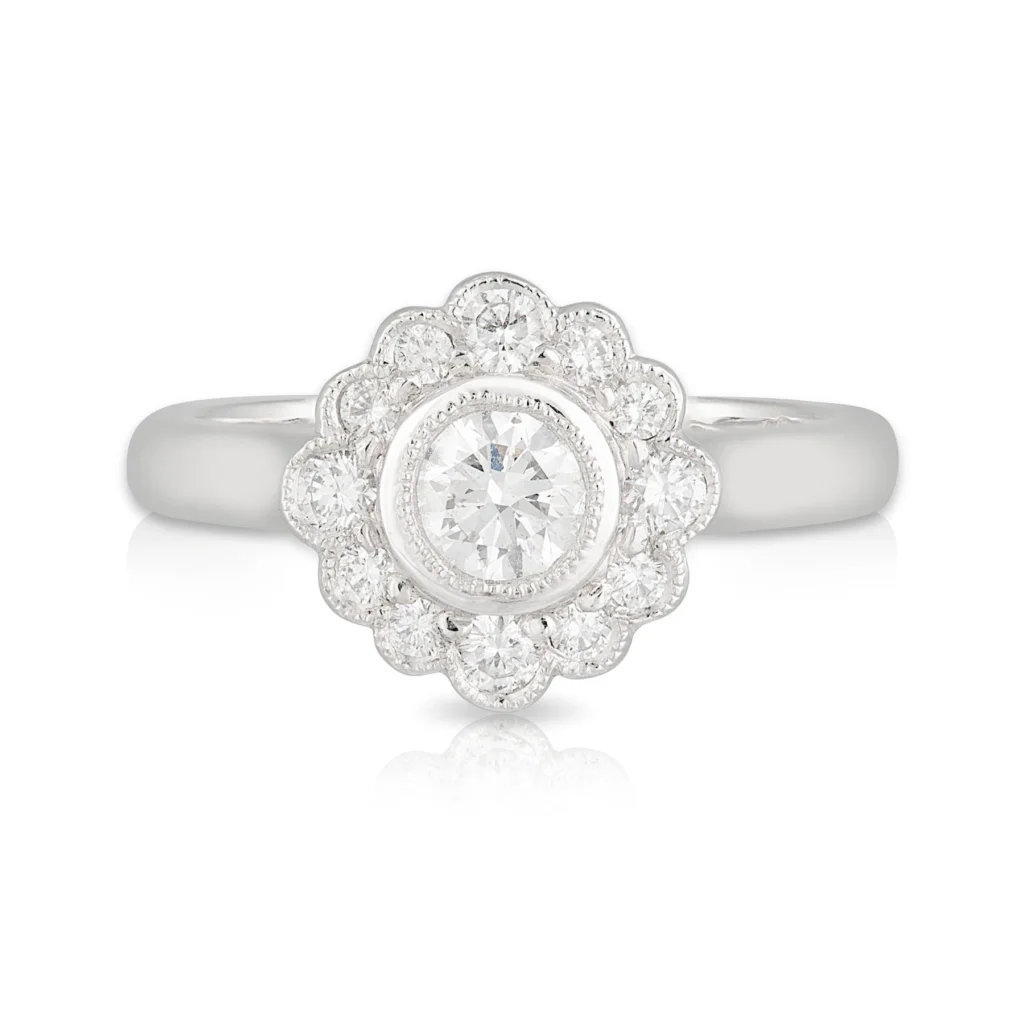 Daisy Diamond Halo Engagement Ring