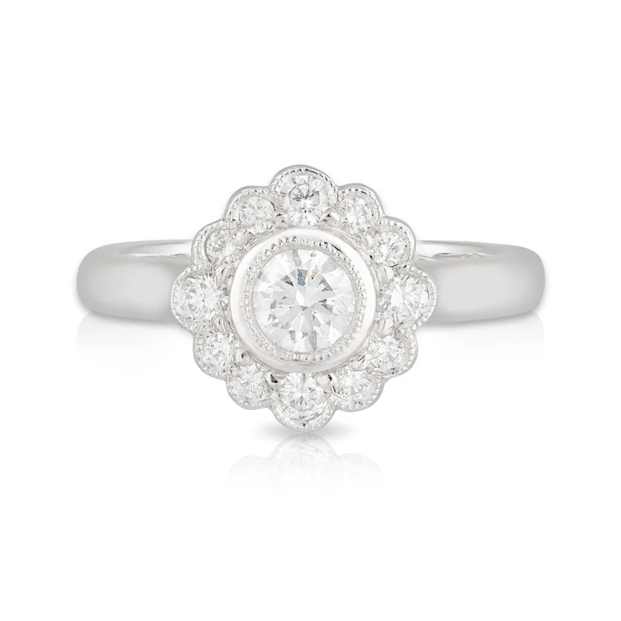 Daisy Diamond Halo Engagement Ring