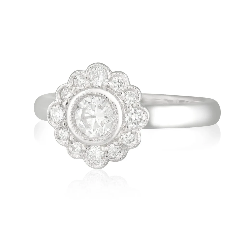 Daisy Diamond Halo Engagement Ring