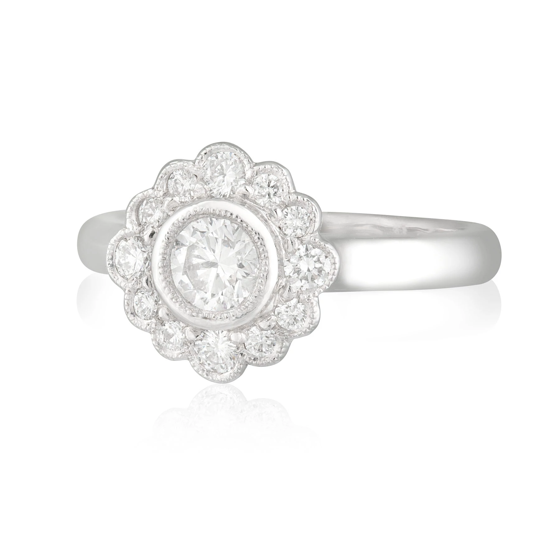 Daisy Diamond Halo Engagement Ring